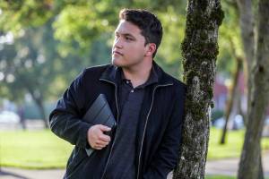 Jose Quezada, a senior at Everett High School, wants to get a career as a translator/interpreter after high school, in part because of his success with the World Languages Assessment. Photographed in Everett, Washington on October 7, 2022.  (Kevin Clark / The Herald)