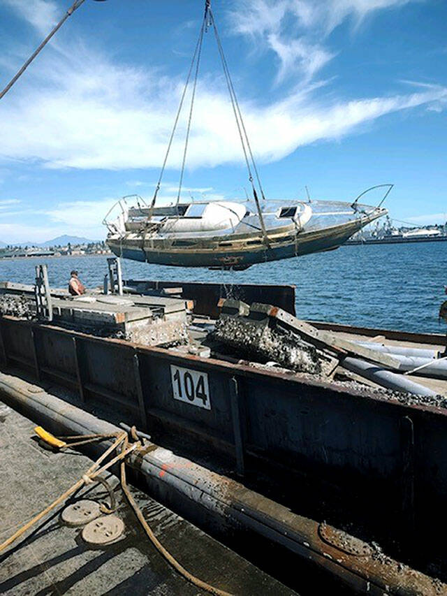 Snohomish Marine Resource Committee 
The Snohomish Marine Resource Committee hired contractors to remove a 32-foot sailboat located just inland of Smith Island Restoration Project off of Union Slough.