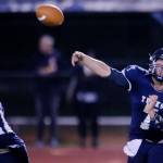 Sultans Westin Galle takes a shot up the field against Granite Falls on Sept. 30 at Sultan High School. (Ryan Berry / The Herald)