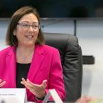 U.S. Rep. Suzan DelBene leads a discussion on the shortage of baby formula during a visit Thursday, at the Volunteers of America food distribution center in Arlington. (Ryan Berry / The Herald)