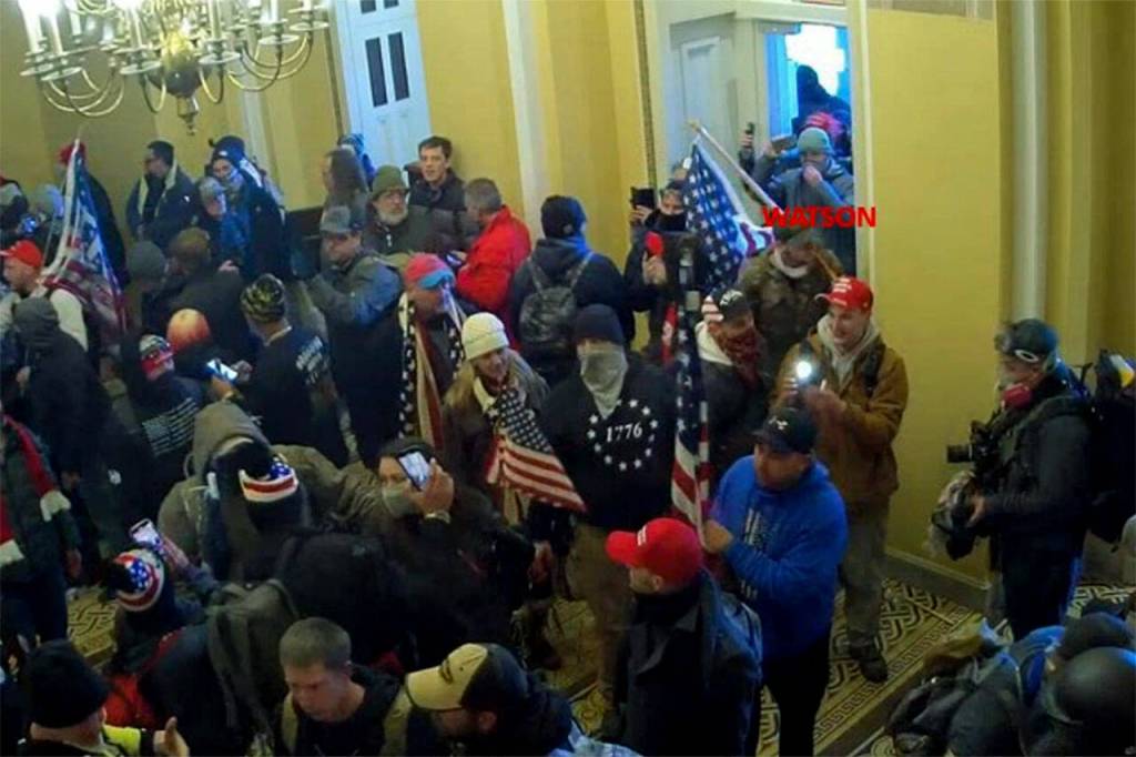 This security footage reportedly shows Jesse Watson, of Lynnwood, entering the U.S. Capitol on Jan. 6, 2021. (U.S. Attorneys Office for the District of Columbia)