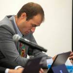 Jesse Thayer lowers his head and exhales after being given a first-time offender waiver, greatly reducing his sentence on Monday, Oct. 24, 2022, at Snohomish County Superior Court in Everett, Washington. (Ryan Berry / The Herald)