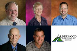 Top left: Paul McIntyre, Donna Cross and Jack Broyles, Jr. Bottom left: Larry Jones and Dean Lotz. (Alderwood Water & Wastewater District)