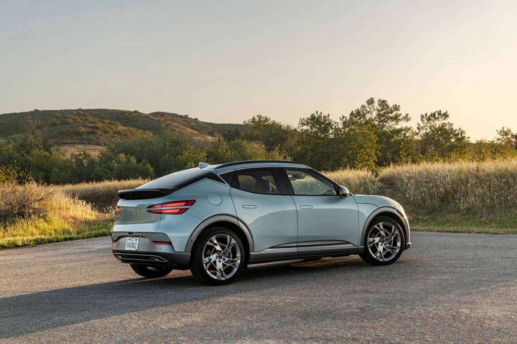 All-wheel drive is standard on the 2023 Genesis GV60, courtesy of two electric motors. (Genesis)