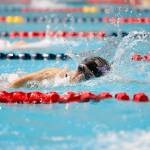 Kamiak sophomore Janey Ryu swims in the 500 yard freestyle final during the WIAA 4A Girls State Swim & Dive Championships on Saturday, Nov. 12, 2022, at the Weyerhaeuser King County Aquatic Center in Federal Way, Washington. (Ryan Berry / The Herald)
