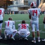 Stanwood players reacts to losing to Odea in the 3A quarterfinal game on Saturday, Nov. 19, 2022 in Seattle, Washington. (Olivia Vanni / The Herald)