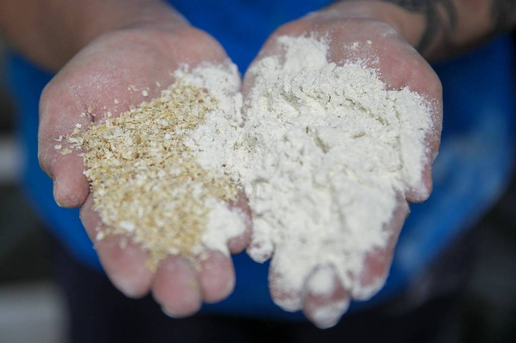 The middle stage of flour production at Cairnspring Mills on Sept. 20, in Burlington. (Kevin Clark / The Herald)