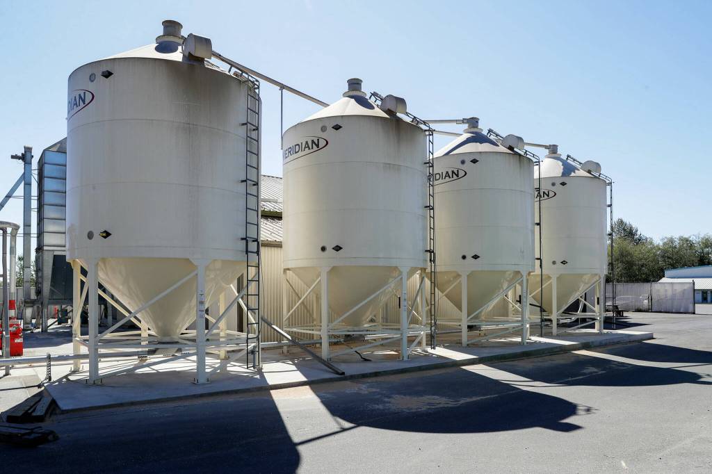 The silos of Cairnspring Mills on Sept. 20, in Burlington. (Kevin Clark / The Herald)