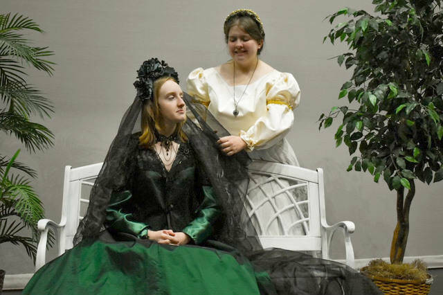 Josephine Wilson as Olivia and Rachael Hassler as Maria in the Snohomish High School Theatre Clubs performance of Shakespeares Twelfth Night.