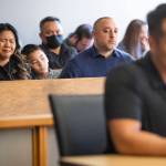 Family members of Mila and Wilfrido Sarmiento become emotional during Caleb Wrides sentencing on Monday, Nov. 28, 2022 in Everett, Washington. (Olivia Vanni / The Herald)