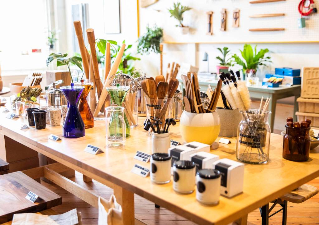 A curated selection of durable home goods available at Petrikor on Sept. 15, in Everett. (Olivia Vanni / The Herald)