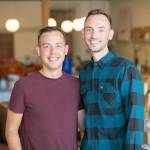 Petrikor co-owners Aaron Sheckler and Scott Hulme stand inside the entrance of their new modern general store on Sunday, Sep. 18, 2022, in downtown Everett, Washington. (Ryan Berry / The Herald)