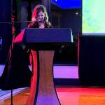 Victim Support Services Executive Director Michaela Weber gives a speech at the Fall Ball fundraiser for local nonprofit Victim Support Services on Nov. 4, 2022 at Hotel Indigo in Everett. (Courtesy photo)