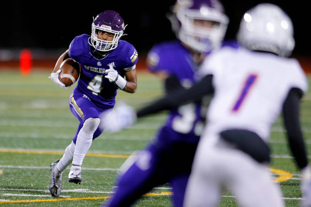 Cassidy Bolong-Banks and the Vikings are seeking their programs first-ever state title. (Ryan Berry / The Herald)