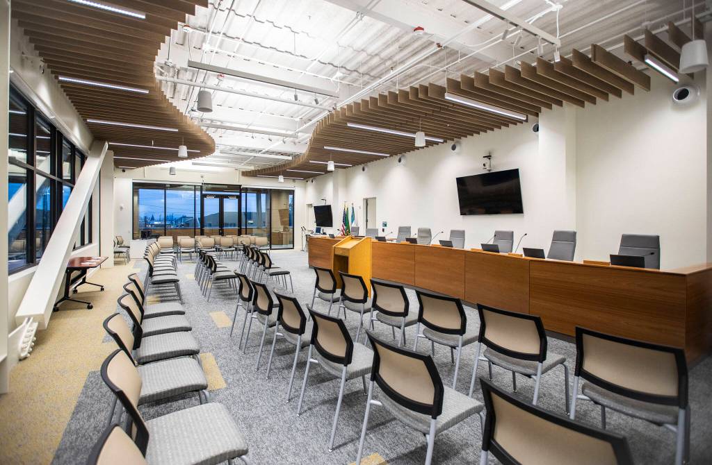 Inside the new Marysville Civic Center on Tuesday, in Marysville. (Olivia Vanni / The Herald)