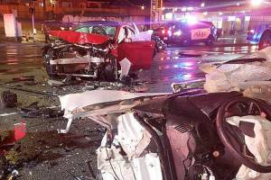 Four people were injured Saturday night in a three-vehicle crash on Evergreen Way near Pecks Drive in Everett. (Everett Fire Department)