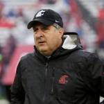 FILE - In this Oct. 19, 2019, file photo, Washington State head coach Mike Leach walks onto the field before an NCAA college football game against Colorado, in Pullman, Wash. Two people with knowledge of the decision says Mississippi State has hired Washington State's Mike Leach as its new head coach.  The people spoke to The Associated Press on condition of anonymity Thursday, Jan. 9, 2020, because the school has not yet officially announced the move. Leach will replace Joe Moorhead, who was fired last week after two seasons. (AP Photo/Young Kwak, File)