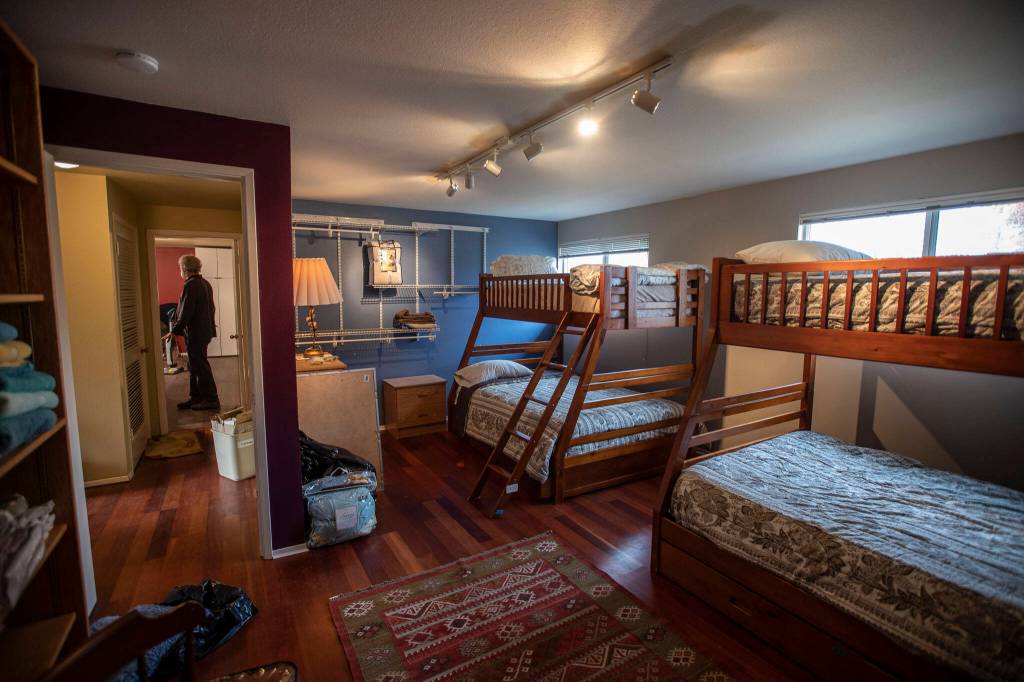 Inside one of the bedrooms in the new Interfaith Family Shelter on Thursday, in Everett. (Olivia Vanni / The Herald)