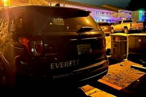 Everett police respond to a fatal shooting on Casino Road on Wednesday morning. (Everett Police Department)