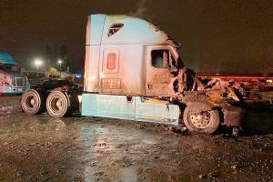 A person was found dead Tuesday night after a truck fire in south Everett. (Everett Police Department)
