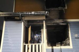 The Everett Fire Department responded to a fire coming from one of the units in a four-plex apartment building in the 9800 block of 3rd Avenue SE around 11:30 p.m. Sunday, in Everett. (Everett Fire Department)