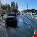 Authorities respond to a crash that killed a pedestrian off Highway 99 on Dec. 3, 2022. (Washington State Patrol)