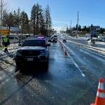 Authorities respond to a crash that killed a pedestrian off Highway 99 on Dec. 3. (Washington State Patrol)