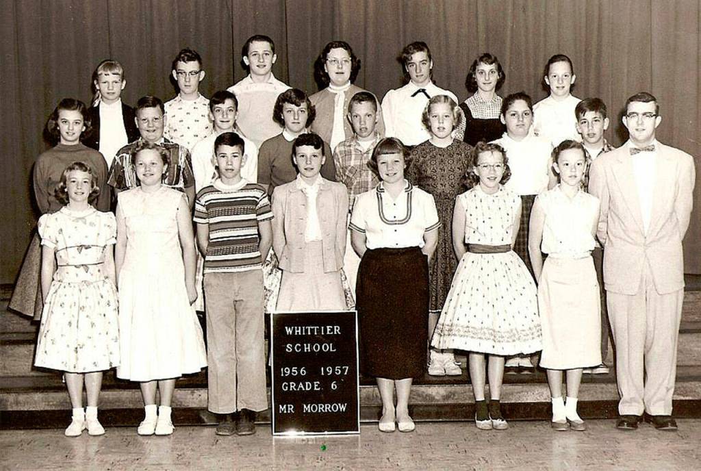 Ed Morrow, right, with his first class as a teacher in 1956 at Whittier Elementary School in Everett. (Courtesy of Jack O'Donnell)