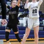 Glacier Peaks Zoey Ritter (20) shoots the ball during a game between the Lake Stevens Vikings and Glacier Peak Grizzlies on Friday in Snohomish. The Grizzlies won 51-32. (Annie Barker / The Herald)