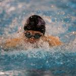Kamiaks Tsuyoshi Kameda participates in and wins the second heat of the 100 yard butterfly race during the Jackson vs. Kamiak boys swim and dive meet at West Coast Aquatics in Mill Creek, Washington on Tuesday Jan. 10, 2023. (Annie Barker / The Herald)