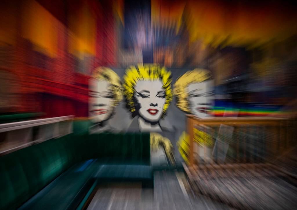 Old artwork from Club Broadway covers the inside of one of the main rooms in Kings Hall on Jan. 17, in Everett. (Olivia Vanni / The Herald)