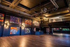 Inside one of the event spaces with a full bar and stage inside King Hall on Tuesday, Jan. 17, 2023 in Everett, Washington. (Olivia Vanni / The Herald)