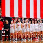 The Snohomish Panthers stand for the National Anthem prior to their matchup with Stanwood on Friday, Jan. 13, 2023, at Snohomish High School in Snohomish, Washington. (Ryan Berry / The Herald)