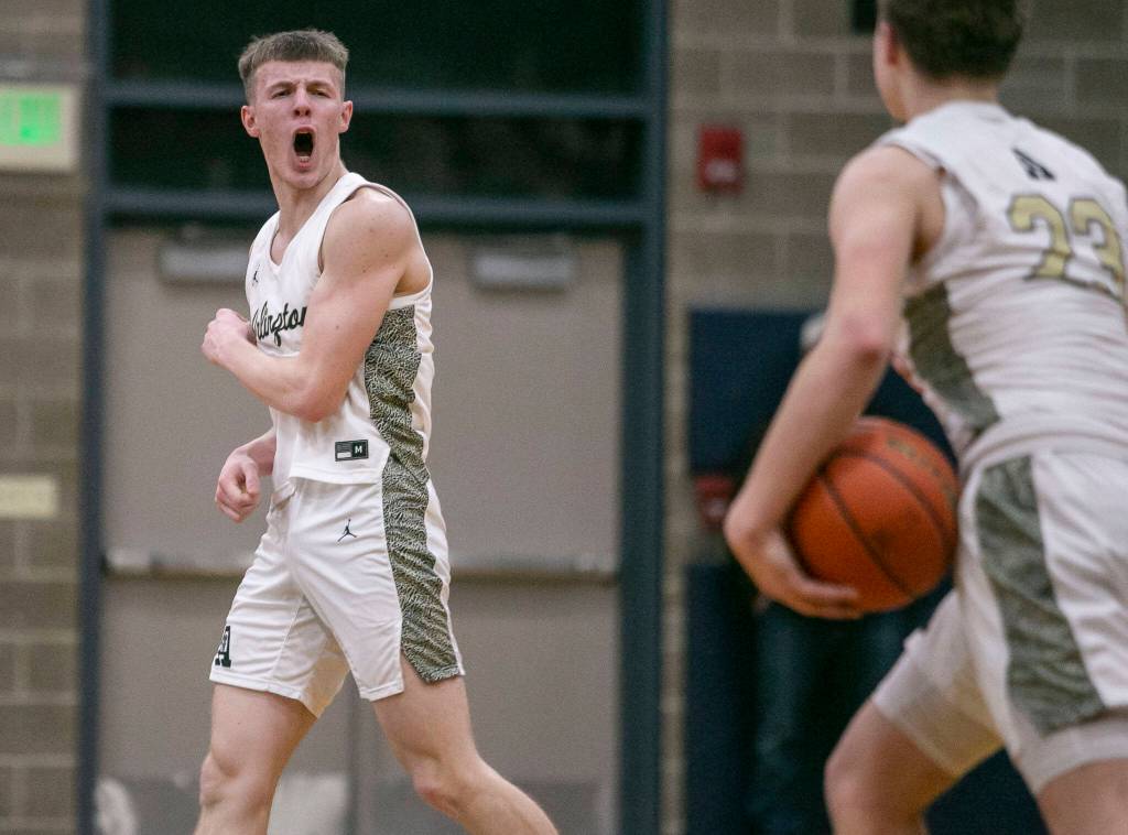 Arlingtons during the game on Thursday, Jan. 19, 2023 in Arlington, Washington. (Olivia Vanni / The Herald)
