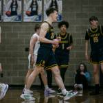 Shorecrests Parker Baumann reacts to a foul call during the game against Arlington on Thursday, Jan. 19, 2023 in Arlington, Washington. (Olivia Vanni / The Herald)
