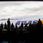 The final 747 is revealed during a celebration on Tuesday, in Everett. The plane was rolled out Dec. 6 from the Everett assembly factory and delivered to the customer, Atlas Air. (Annie Barker / The Herald)