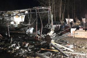 A man was injured and a woman found dead Sunday night after an RV fire in Marysville. (Marysville Fire District)