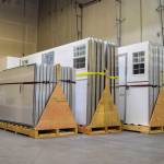 Pieces of finished Pallet shelters at the manufacturing facility on Tuesday, Aug. 4, 2020 in Everett, Washington. (Courtesy of Pallet)