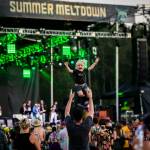 Tala Davey-Wraight, 3, is thrown in the air by her dad Oscar Davey-Wraight, one of the Summer Meltdown headliners also known as Opiuo, during Cory Wong’s set on Thursday, July 28, 2022 in Snohomish, Washington. (Olivia Vanni / The Herald)