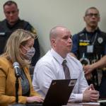 Brandon White listens during his resentencing hearing at the Snohomish County Courthouse on Friday, Feb. 24 in Everett. (Annie Barker / The Herald)