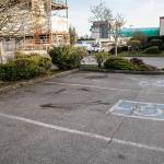 Handicap parking spaces outside of Hunan Palace Restaurant & Lounge on Wednesday, Feb. 15, 2023 in Everett, Washington. (Olivia Vanni / The Herald)
