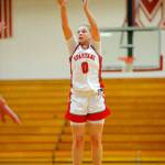 Stanwoods Grace Walker hits a three in a win over Snohomish on Tuesday, Feb. 14, 2023, at Marysville Pilchuck High School in Marysville, Washington. (Ryan Berry / The Herald)