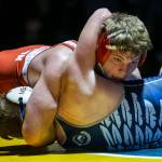 Stanwoods Mason Ferguson (top) is the third-ranked wrestler at 182 pounds in Class 3A. (Olivia Vanni / The Herald)