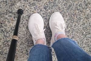 Does a walking cane go on the left or the right? It’s an adventure getting back on her feet. (Jennifer Bardsley)