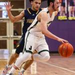 Jacksons Trey Hawkins (3) moves with the ball during a game between Jackson and Mariner at Lake Washington High School in Kirkland, Washington on Thursday, Feb. 16, 2023. After an intense back-and-forth in the final period Mariner defeated Jackson, 77-76. (Annie Barker / The Herald)