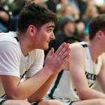 Jackson players watch during a game between Jackson and Mariner at Lake Washington High School in Kirkland, Washington on Thursday, Feb. 16, 2023. After an intense back-and-forth in the final period Mariner defeated Jackson, 77-76. (Annie Barker / The Herald)