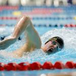 Shorecrest senior Liam Muilenburg swims in the 500 yard freestyle consolation at the 3A WIAA Boys High School Swim and Dive Championships on Friday, Feb. 18, 2023, at the Weyerhaeuser King County Aquatic Center in Federal Way, Washington. (Ryan Berry / The Herald)