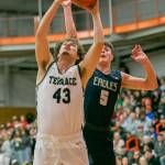 Mountlake Terraces Andrew Delgadillo attempts a layup during the game against Arlington on Saturday, Feb. 18, 2023 in Everett, Washington. (Olivia Vanni / The Herald)