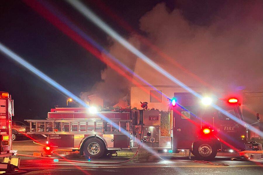Seven residents were displaced following a fire that damaged an apartment building Saturday morning, Feb. 18, in Marysville. (Marysville Fire District)