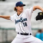 Olivia Vanni / The Herald
Bryce Miller pitches for the AquaSox during a game against the Tri-City Dust Devils on June 15, 2022, at Funko Field in Everett.